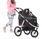 Jogging Sports Stroller with Comfort Rubber Wheels/Zipper-Less Entry/1-Hand Quick Fold/Aluminum Frame for Small/Medium Dogs, Cats and Pets (Green Camo) - Image 43