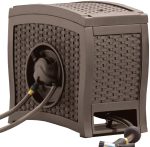 Suncast Aquawinder 125 Wicker Garden Hose Reel ?C Lightweight Portable Hands ?C Free Water Powered Retractable Hose Reel ?C Java