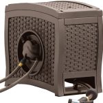 Suncast Aquawinder 125 Wicker Garden Hose Reel ?C Lightweight Portable Hands ?C Free Water Powered Retractable Hose Reel ?C Java
