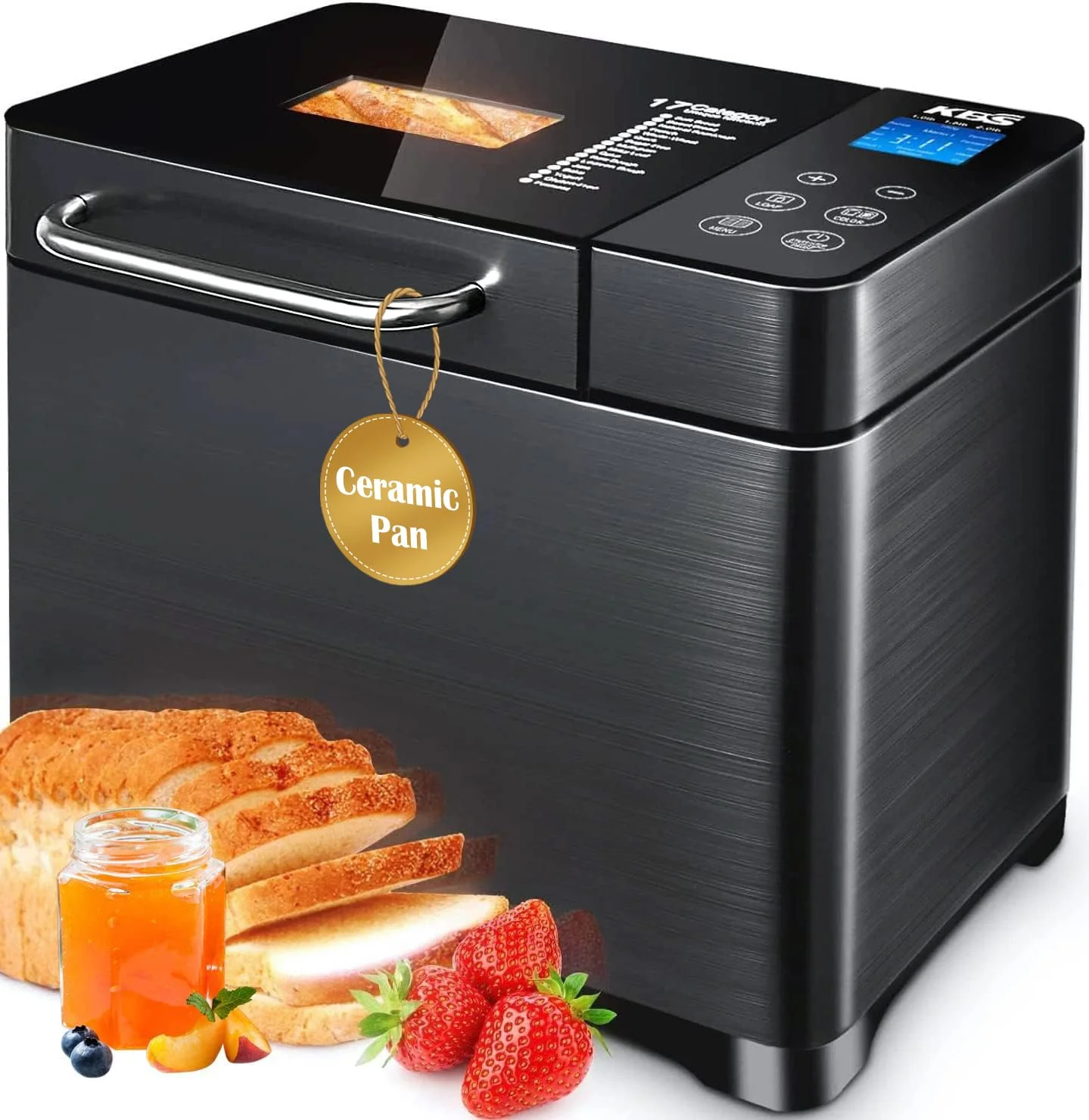 454A4D8D-F8CE-0586-45B1-763FA59B9C3D KBS 17-in-1 Stainless Steel Bread Machine with Dual Heaters - Image 1