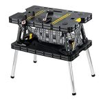 Keter ?C 197283 Folding Table Work Bench for Miter Saw Stand, Woodworking Tools and Accessories with Included 12 Inch Wood Clamps ?C Easy Garage Storage Black/Yellow - Image 2