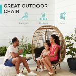 Best Choice Products Wicker Egg Chair, Oversized Indoor Outdoor Lounger for Patio, Backyard, Living Room w/ 4 Cushions, Steel Frame, 440lb Capacity - Ivory - Image 30