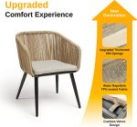 Patio Furniture Set, 3-Piece Outside Bistro Set Handwoven Rattan Wicker Chairs with Waterproof Cushions, Tempered Glass Table, Outdoor Conversation Set for Porch, Brown & Light Grey - Image 7