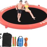 Inflatable Dock Floating Platform, 8ft Inflatable Water Hammock Floating Deck for Lake W/Cupholder, Round Floating Ring Float Ring, Pool Float Raft Lounger Island Platform Pad