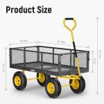 Steel Garden Cart, 2-in-1 1400 lbs Heavy Duty Utility Wagon, with Removable Mesh Sides to Convert into Flatbed, 240 U-Turn 13" Pneumatic Tires Garden Wagon for Farm Yard Lawn Garden Camping - Image 17