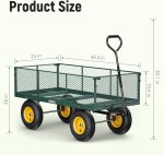 Steel Garden Cart, 2-in-1 1400 lbs Heavy Duty Utility Wagon, with Removable Mesh Sides to Convert into Flatbed, 240 U-Turn 13" Pneumatic Tires Garden Wagon for Farm Yard Lawn Garden Camping - Image 29