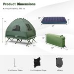 5-in-1 Tent Cot 2-Person Portable Outdoor Camping Tent Combo with Air Mattress Sleeping Bag & Sunshade - Image 5